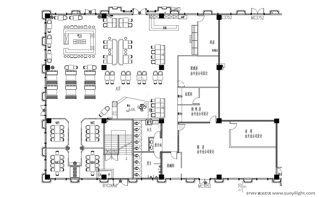 Chile复古型音乐清吧效果图及平面方案